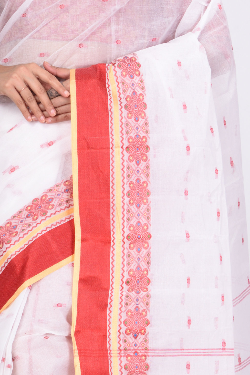 Red Pure Cotton VelvetPar_tant Tant Saree (699)